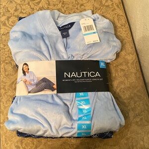 Women’s Nautica 2PC Velour Fleece Long PJ Set